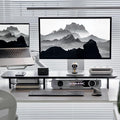 Bamboo Dual Monitor Stand Riser Black, 2-Tier Desk Monitor Riser by Rocdeer