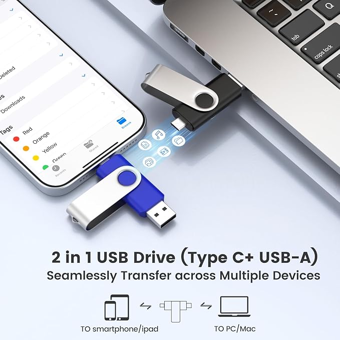 ABLAZE 8GB USB C Flash Drive 10 Pack, OTG USB 2.0 + Type C Memory Stick Dual - Image 2