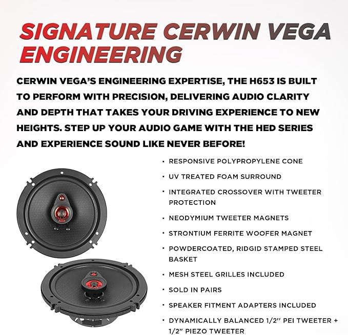CERWIN-VEGA! HED 2025 Edition – 6.5” 3-Way Coaxial Full Range Speaker System - Image 3