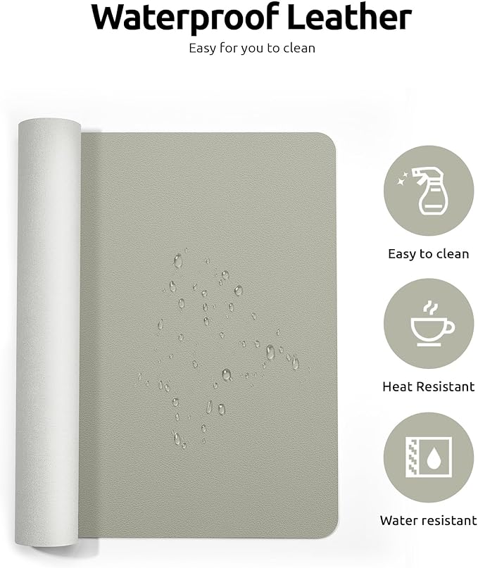 YSAGi Leather Desk Protector, Office Mat, Large Mouse Mat, Non-Slip PU Leather - Image 4