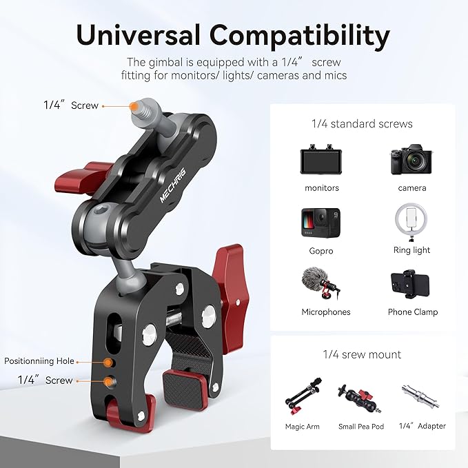 Camera Clamp Mount & 360°Ball Head Magic Arm - Image 5