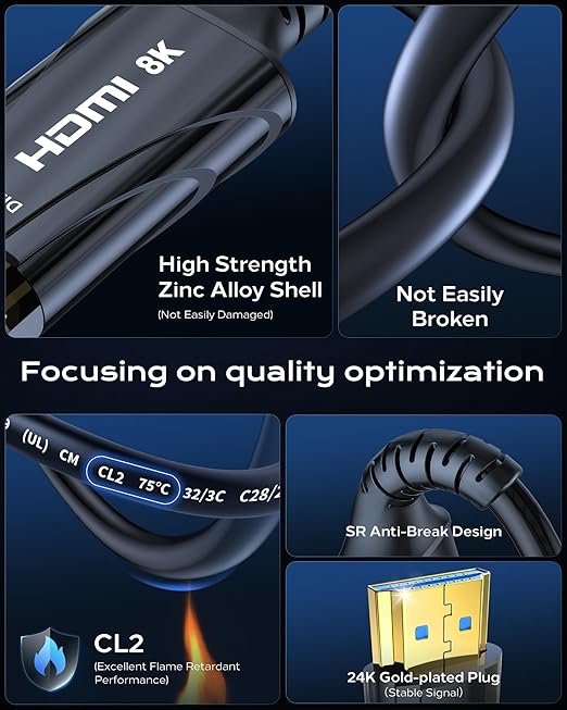 8K Long Fiber Optic HDMI Cable 75FT/22M - Image 3