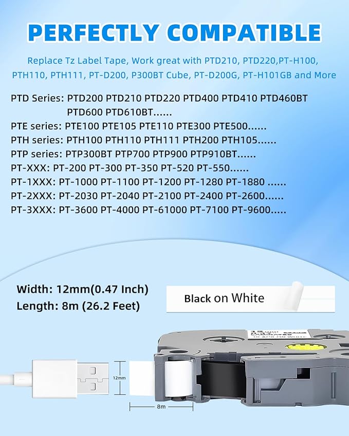 20-Pack Label Maker Tape Refills Replace - Image 2