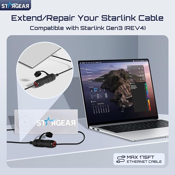 Starlink Ethernet Adapter for Gen 3/Mini, Waterproof Starlink Cable RJ45 - Image 2