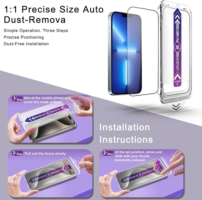 2 Pack Screen Protector for iPhone 13 Pro Max/iPhone 14 Plus, 9H Tempered Glass - Image 3