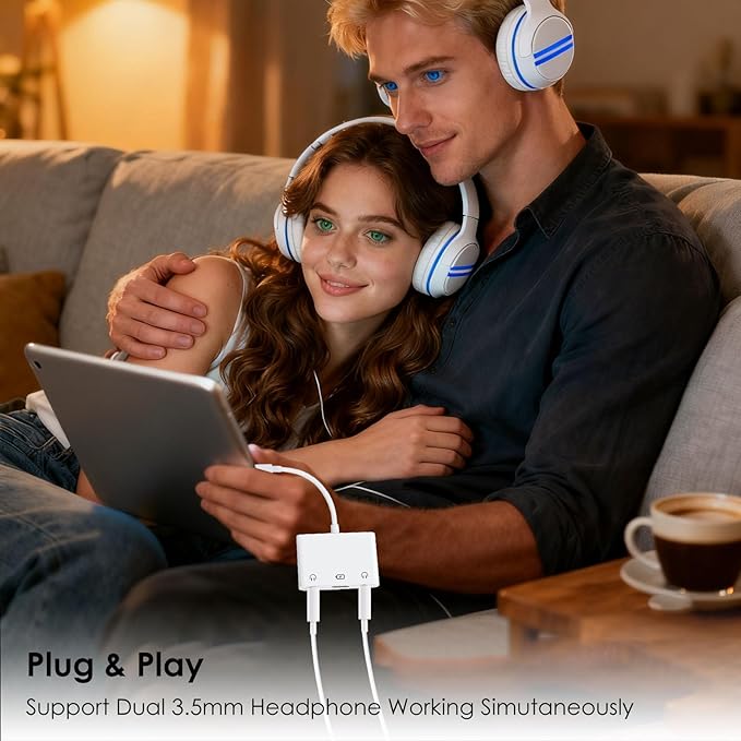 3-in-1 Aux to USB C Headphone Splitter USB-C to Dual 3.5mm Audio Adapter Dual - Image 3