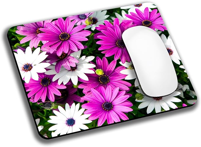 Purple and White Flowers Mouse Pads by EASTSMOOTH