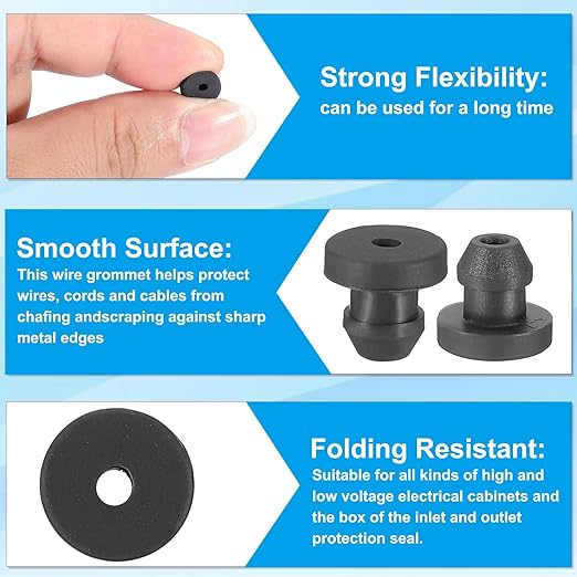 PATIKIL 5mm / 3/16 Inch Drill Hole, 1/8 Inch ID Rubber Grommets - Image 3