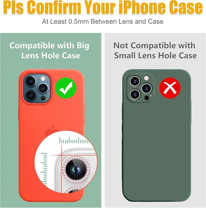 AGVEE 3+3 6 Pack for iPhone 14 Pro/Pro Max, Bling Diamond & Glitter Metal Ring - Image 3