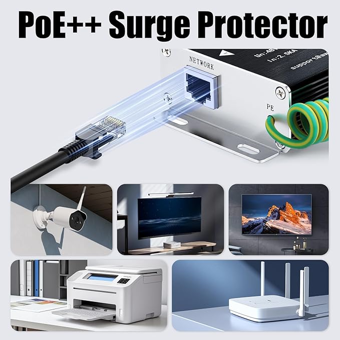 Ethernet Surge Protector Gigabit 2Pack, Network Protection PoE++, RJ45 Surge - Image 8