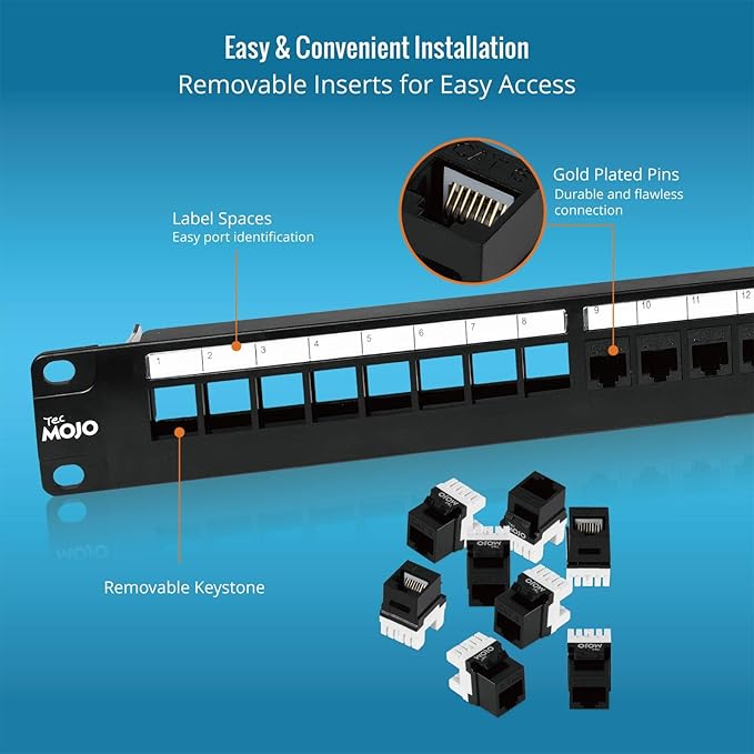 Tecmojo Patch Panel 24 Port, Keystone Patch Panel - Image 4