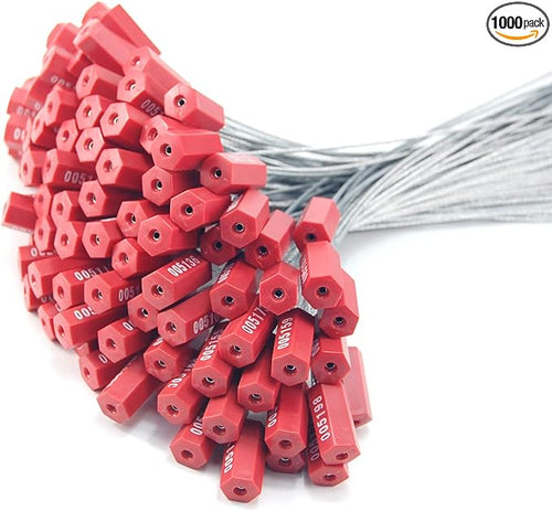 1000 Red Steel Cable Seals Metal Security Seals Tamper Resistant Seals Numbered by LeadSeals