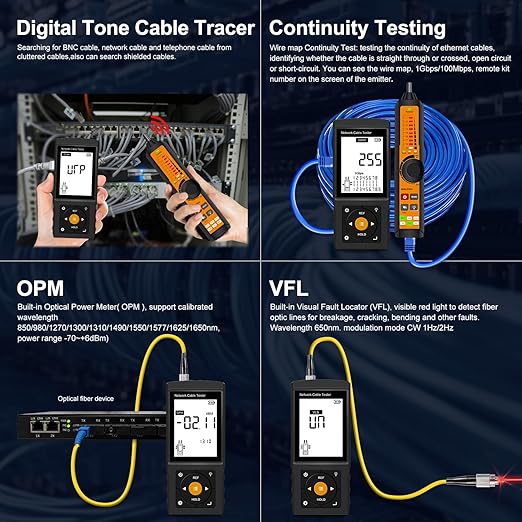 Rechargeable Digital Tone Cable Tester, WANLUTECH Tone Generator - Image 2
