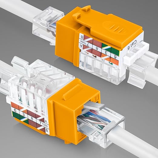 Everest 45° Angled RJ45 Cat6 Keystone Jacks 20-Pack in Yellow - Image 8