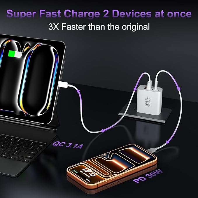 USB C Fast Wall Charger Block, 5-Port Type C Power Plug Adapter Multiport Brick - Image 4