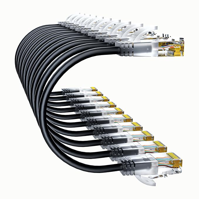 Cat6a Patch Cables 2ft Slim, Cat6 Ethernet Patch Cable Pure Copper, Flexible by 10Gsupxsel