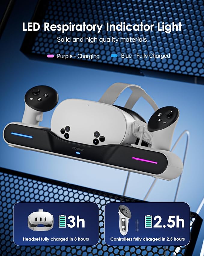 Charging Dock for Meta Quest 3/3S Charging Station Magnetic Charger for Meta - Image 6