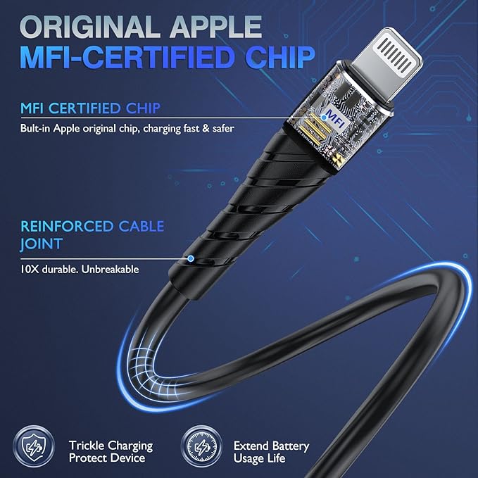 OIITH MFi Certified for iPhone Charger Cable 3 Pack 10 Ft, Extra Long for - Image 2