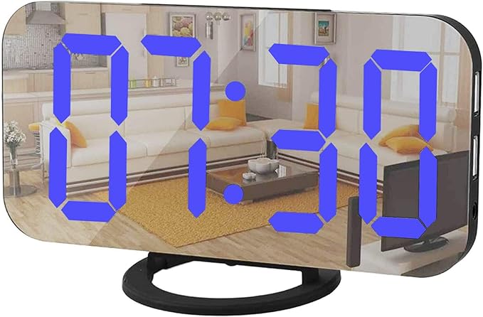 Digital Alarm Clock, Mirror Surface LED Electronic Clocks, by SZELAM