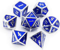 Haxtec Metal Dice Set D&D Silver Navy Blue Metal Polyhedral DND Dice by HaxtecDice