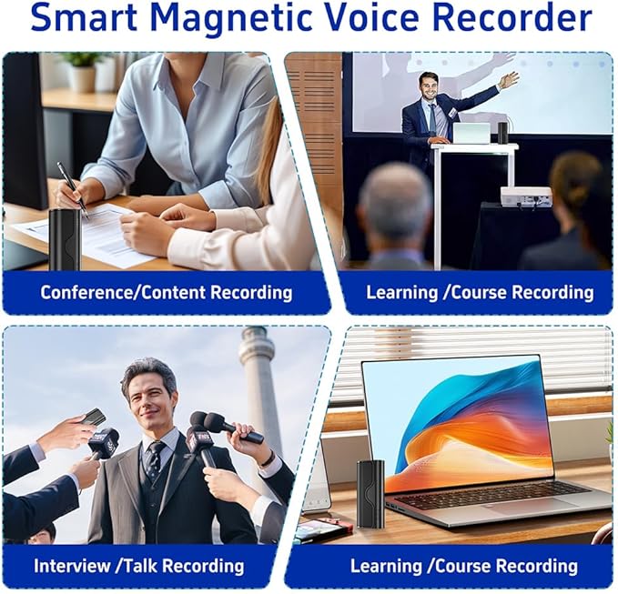 64GB Magnetic Voice Recorder, 800H/35 Days Continuous Recording, Voice - Image 4