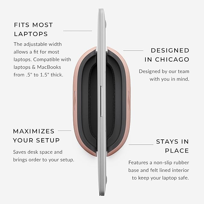 HumanCentric Vertical Laptop Stand in Vegan Cognac Leather, Upright Adjustable - Image 3