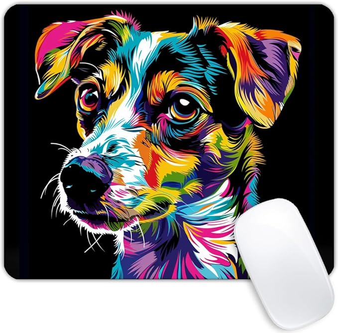 Square Mouse Pad Colorful Dog Portrait-5, Gaming Mouse Pads by Goodsprout