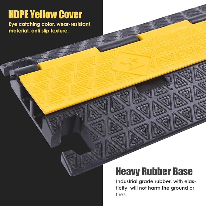 Heavy-Duty Rubber Cable Protector Ramp, Floor Cable Wire Cord Cover Speed Bumps - Image 3