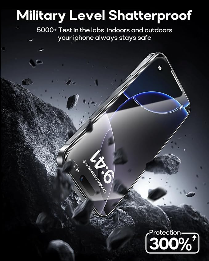 3 Pack for iPhone 15 Pro Tempered Glass Screen Protector:9H+ Durable, Auto - Image 5