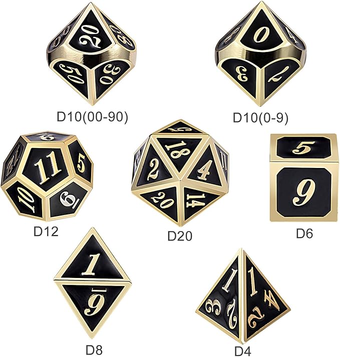 DNDND Metal Dice Set D&D, 7 die Metallic Polyhedral Dice Set - Image 6