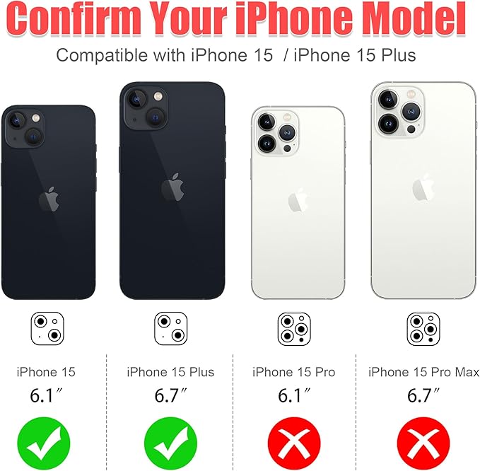AGVEE 3+3 6 Pack for iPhone 15/15 Plus, Bling Diamond & Glitter Metal Ring 9H - Image 2