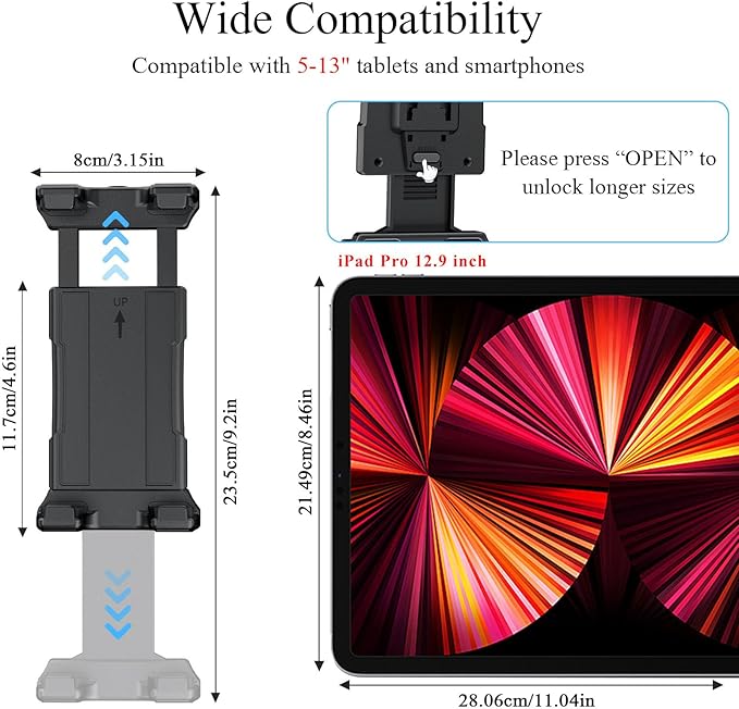 OHLPRO Heavy Duty Drill Base Tablet Mount Holder, 360° Adjustable iPad Mount - Image 3