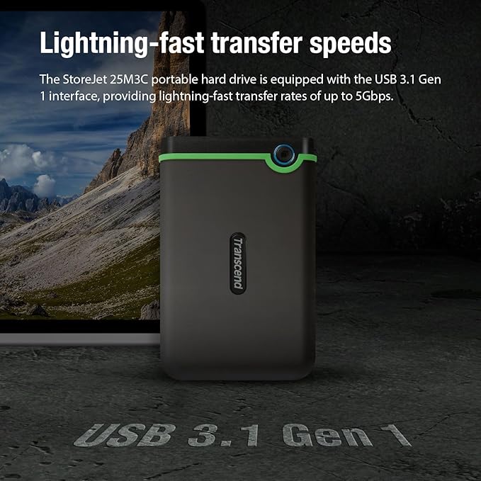 Transcend 4TB SJ25M3C, USB 3.1 Portable Hard Drive Rugged, Anti-Shock Resistant - Image 8