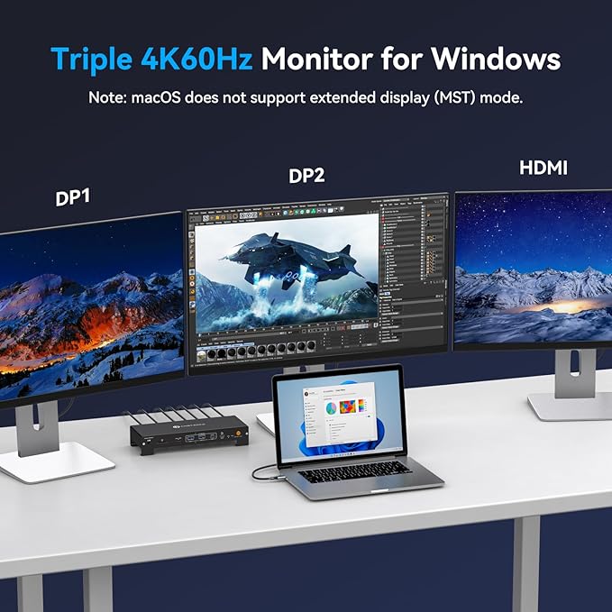 USB C Laptop Docking Station 3 Monitors 4K - Image 6