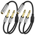 2-Pack 1/4 inch TS Mono Splitter Y Adapter, 6.35mm Mono Female to Dual 6.35 mm by Togconn