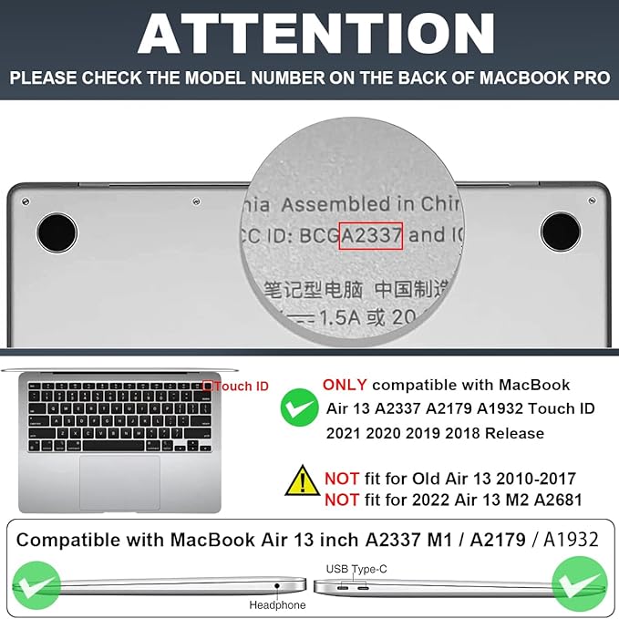 Compatible with 2021 2020 2019 2018 MacBook Air 13 inch Case M1 A2337 A2179 - Image 2