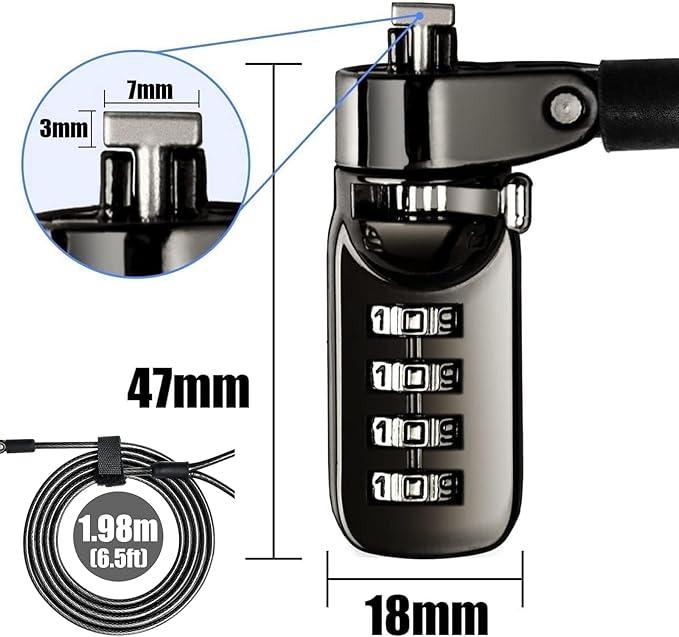 I3C Laptop Cable Lock 4 Digital Combination Lock Security Computer Cable Lock - Image 5