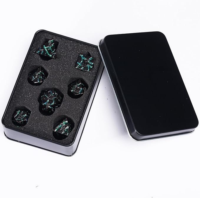 DND Crack Stripe Dice, Metallic Glitter Dice Set - Image 6