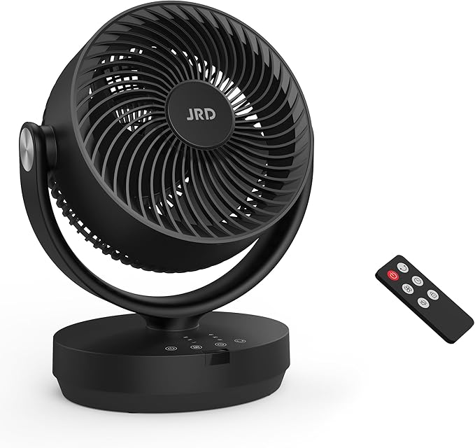 JRD Fans for Bedroom, 90° Oscillating Air Circulator Fan, 13 Inch Quiet Table by JRD