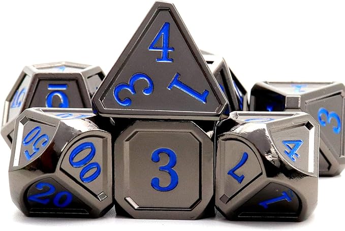 Haxtec Black Metal DND Dice Set D&D W/Gift Metal Case Polyhedral Dice Compatible - Image 4