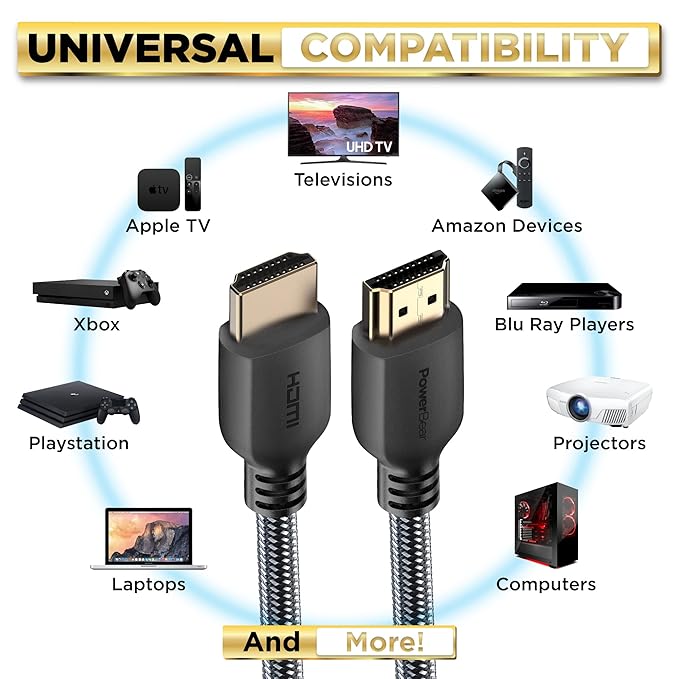 PowerBear 4K HDMI Cable 30 ft | High Speed Hdmi Cables, Braided Nylon & Gold - Image 5