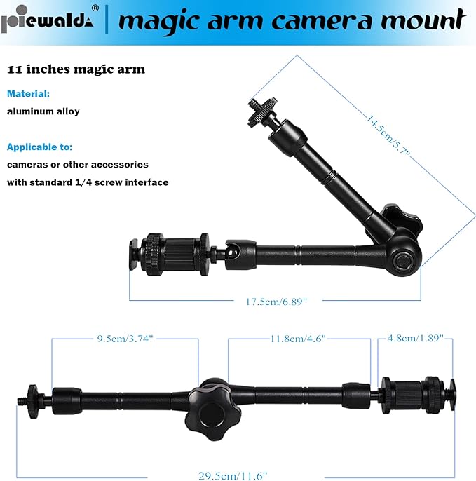 Magic arm Camera Mount ，articulating arm- 11 Inch Metal Adjustable Friction - Image 4