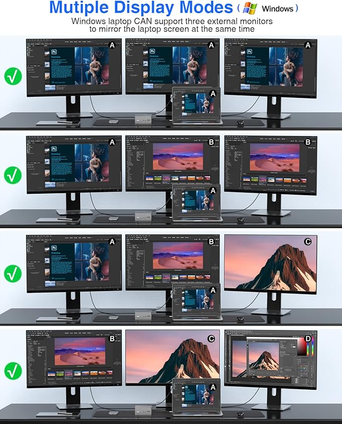 TOTU Upgraded Universal USB-C 4K Triple Display Docking Station - Image 6