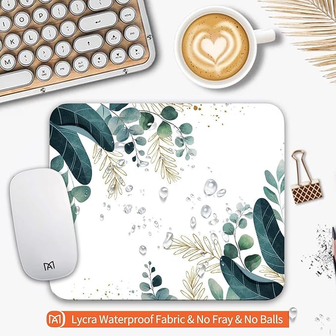 Square Mouse Pad Green Leaves, Personalized Premium-Textured Custom Mouse Mat - Image 3