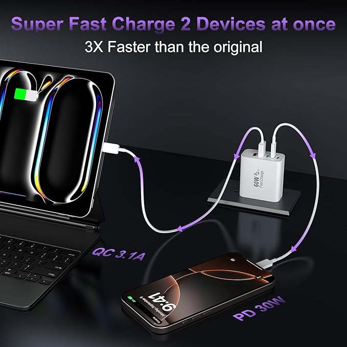 USB C Fast Wall Charger Block, 5-Port PD+QC Power Adapter Multiport Brick Type - Image 4