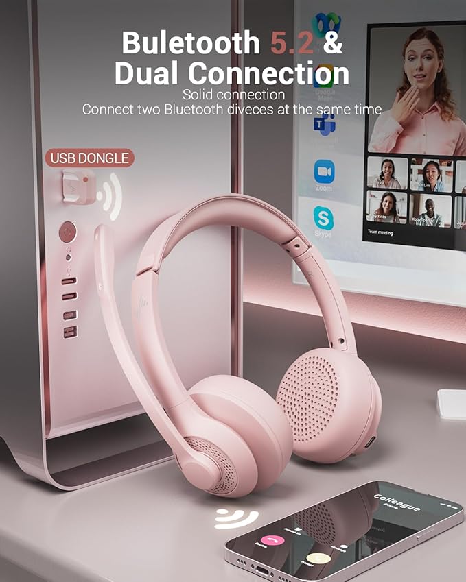 Wireless Headset with AI Noise Cancelling Microphone Bluetooth Headset - Image 3