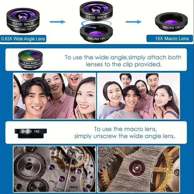 Universal 7-in-1 Mobile Phone Camera Lens Kit, Funny Cell Phone Lens - Image 5