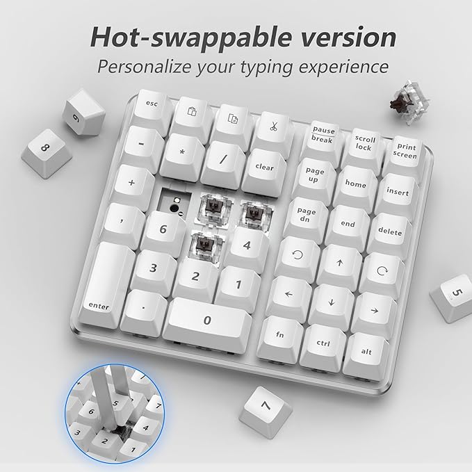 Left-Handed Mechanical Numeric Keypad, Hot-Swap LED Backlit Number Pad - Image 3