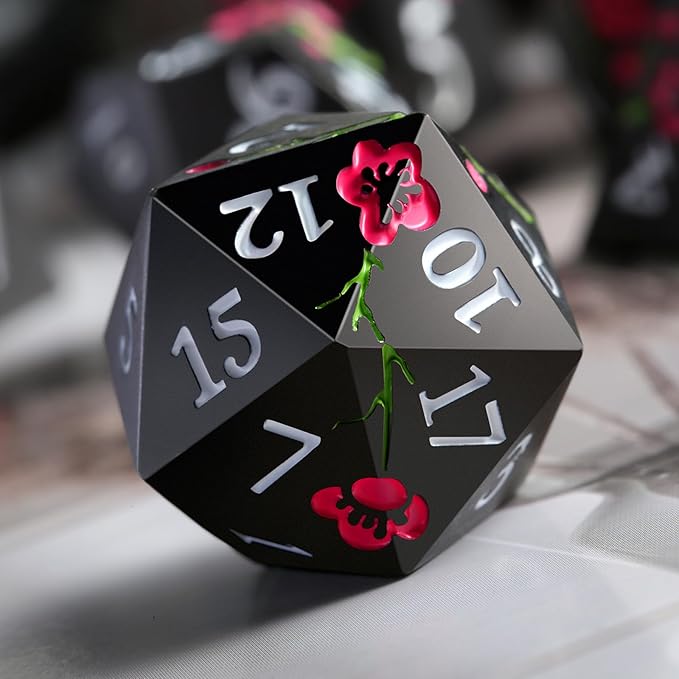 Metal Dice Set D&D, DNDND 7 PCS Flower Metallic DND Dice Set - Image 4