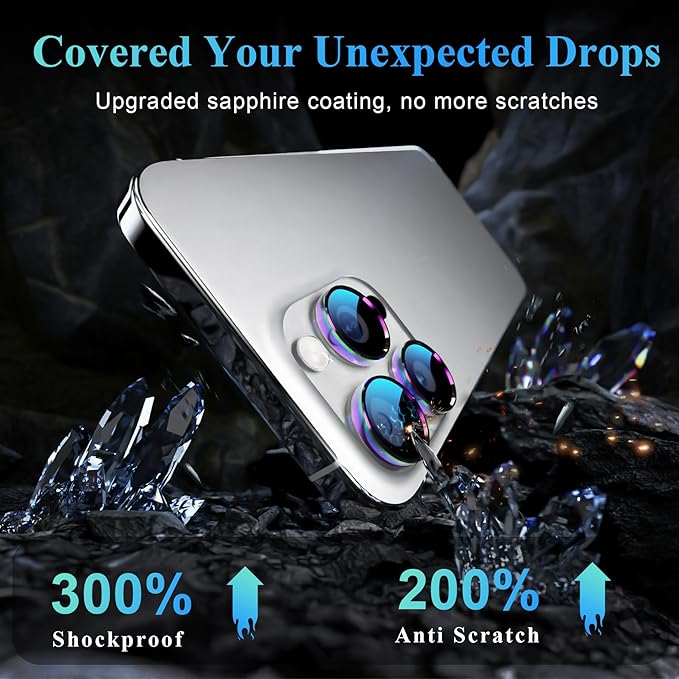 YWXTW Camera Lens Protector for iPhone 16 Pro/iPhone 16 Pro Max, Tempered Glass - Image 3